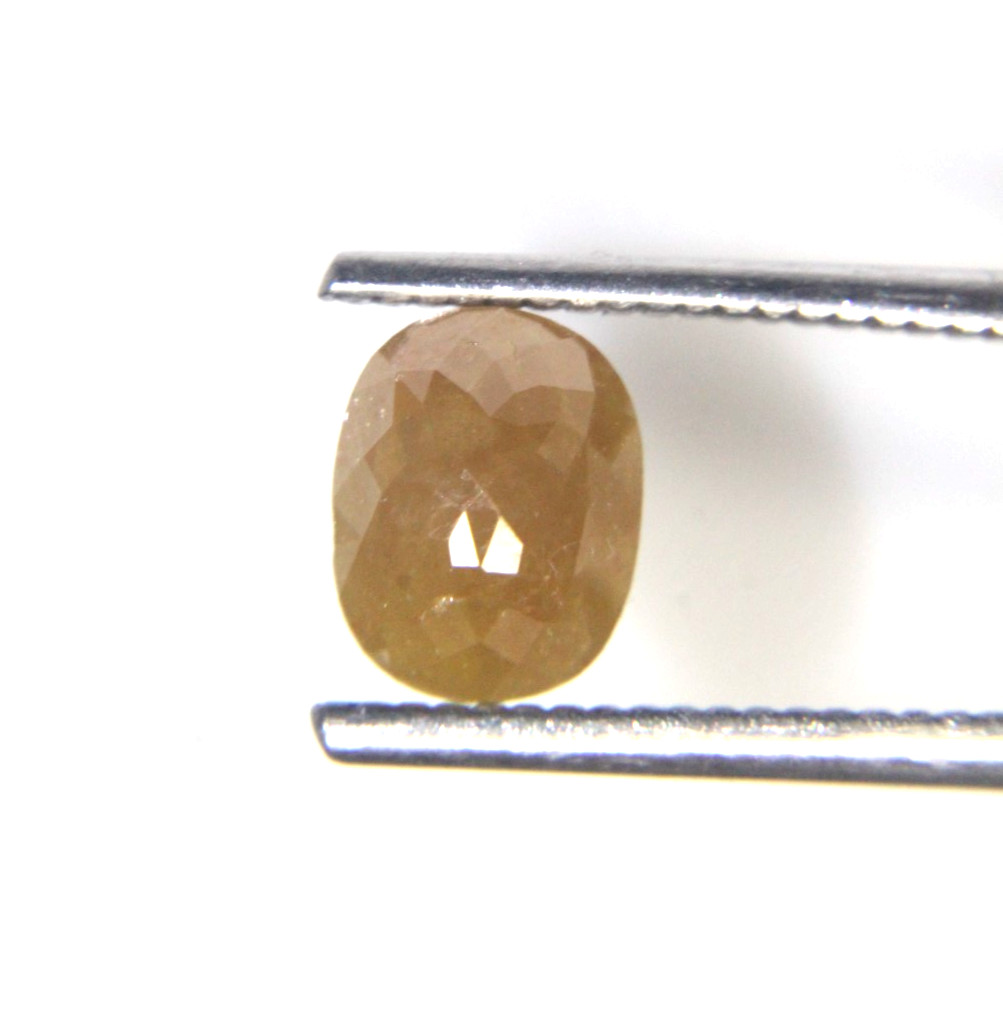 2.43 cts Big Oval Shape Smiley Yellow Color Rose Cut Diamond 8.24×6.45×4.84 MM