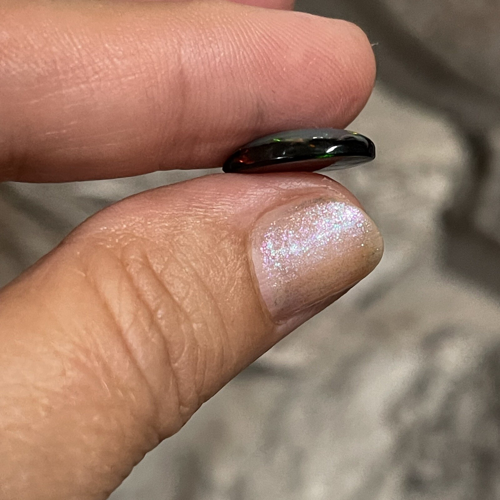 2.65ct 15x10x3.8mm Evil Eye Smoked Ethiopian Welo Opal Teardrop Cabochon Gem
