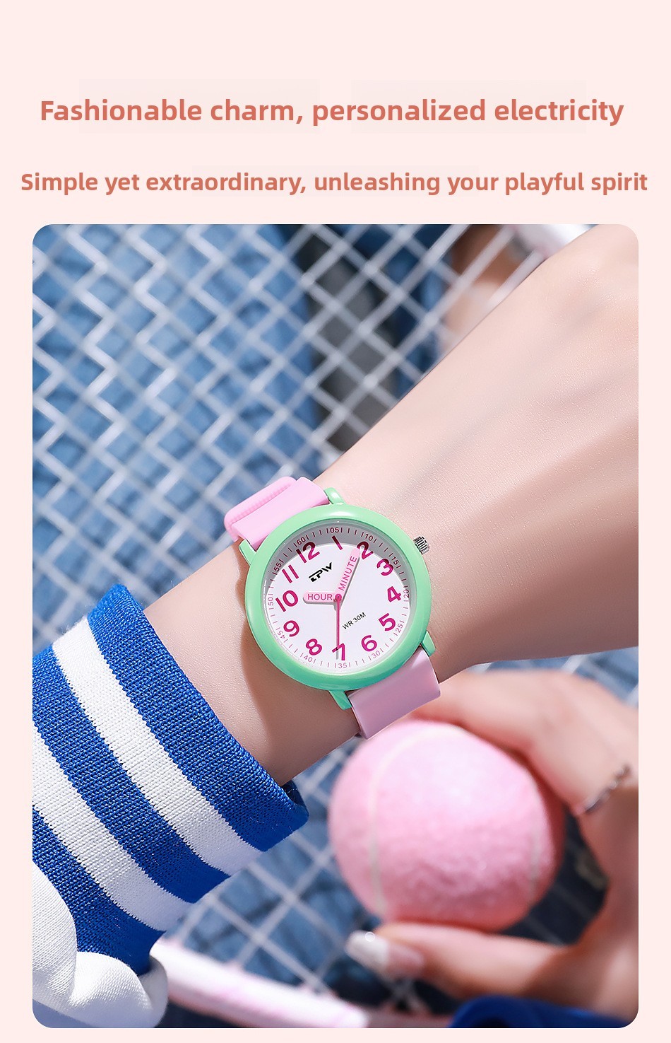 Kids Learning Time Analog Watch 30M Waterproof Quartz Wristwatch for Boys Girls