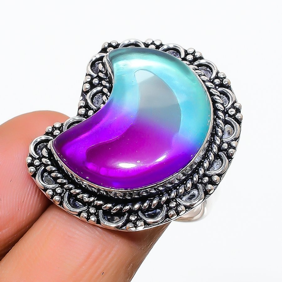 Multi Color Tourmaline Gemstone 925 Sterling Silver Jewelry Ring Size 6.5 (US)
