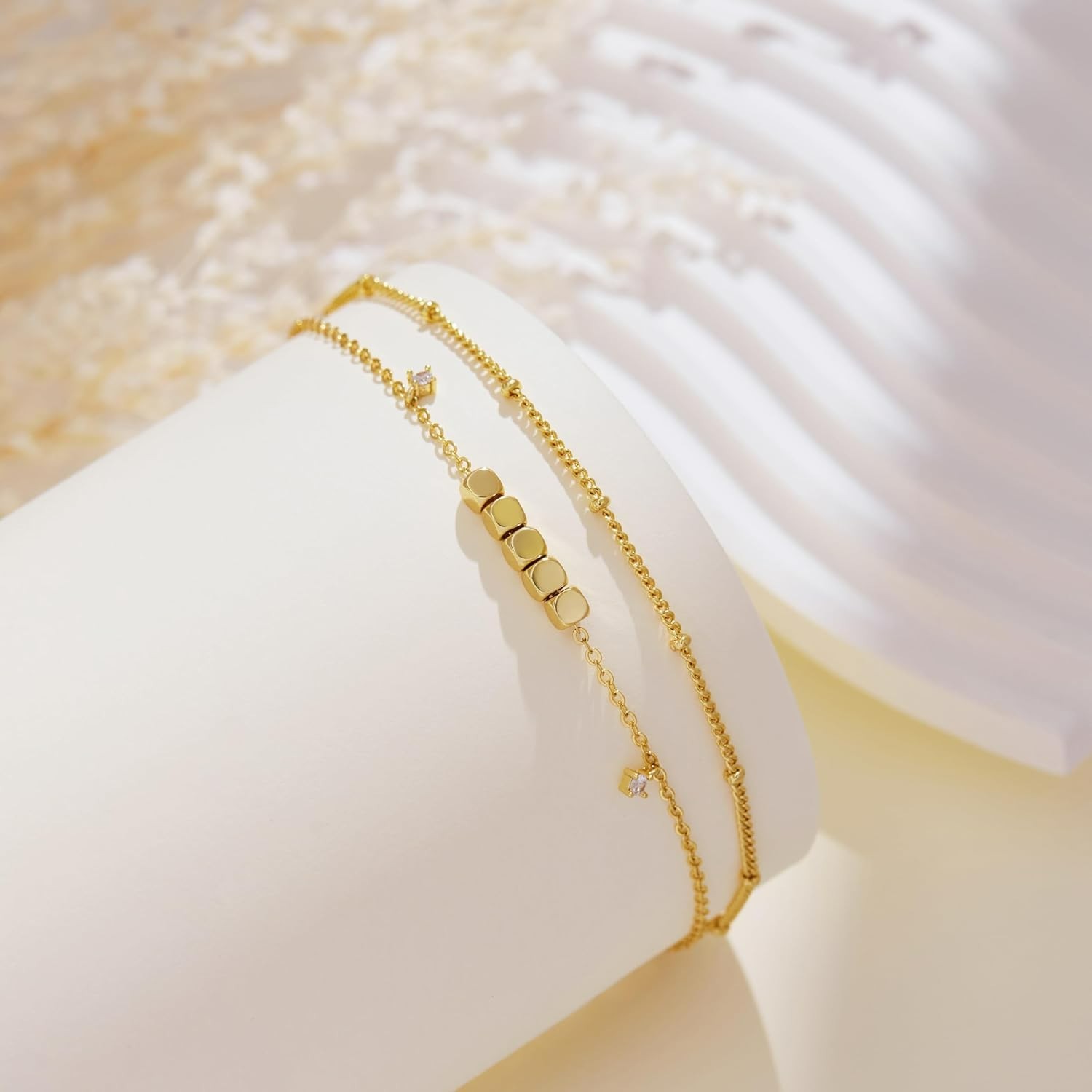Gold/Sterling Silver Anklet Bracelets for Women Waterproof, Non Tarnish 925 S…