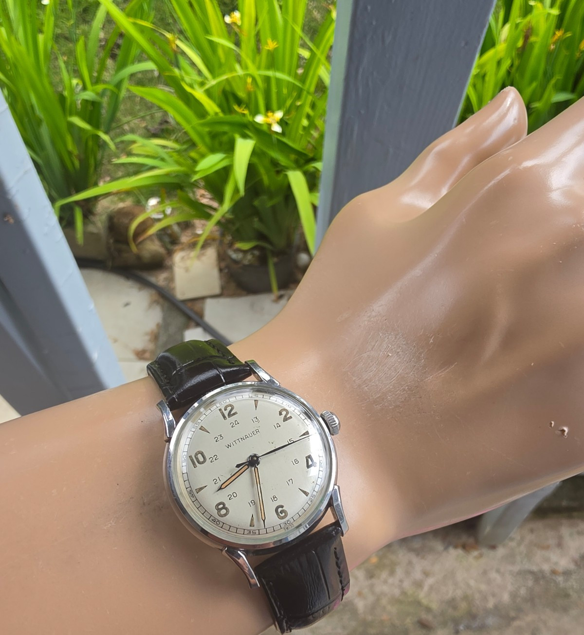 Vintage WITTNAUER men’s manual wind watch Military Style 24H dial 1950s