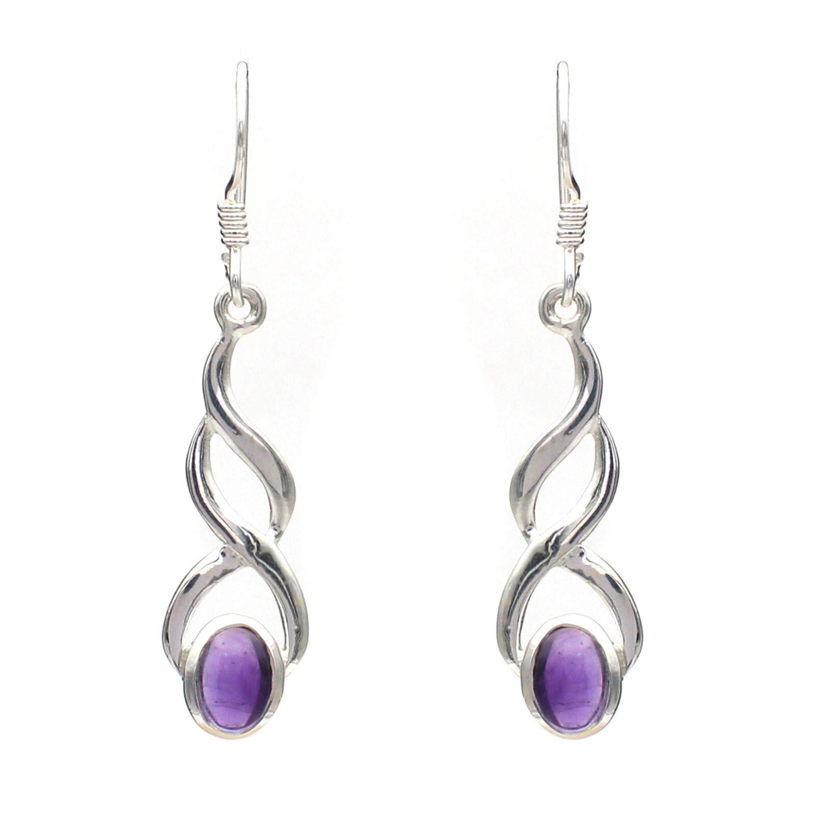 Amethyst 925 sterling silver natural gemstone earrings handmade jewelry