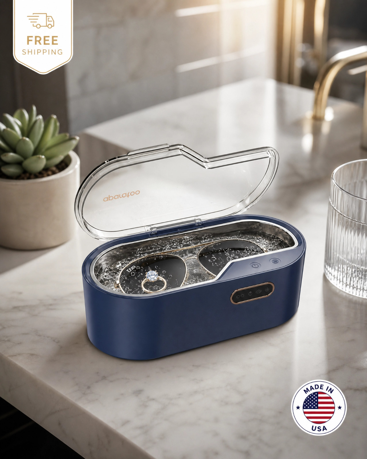 Ultrasonic Jewelry Cleaner 450ML Machine 4 Timer Settings for Watches Glasses