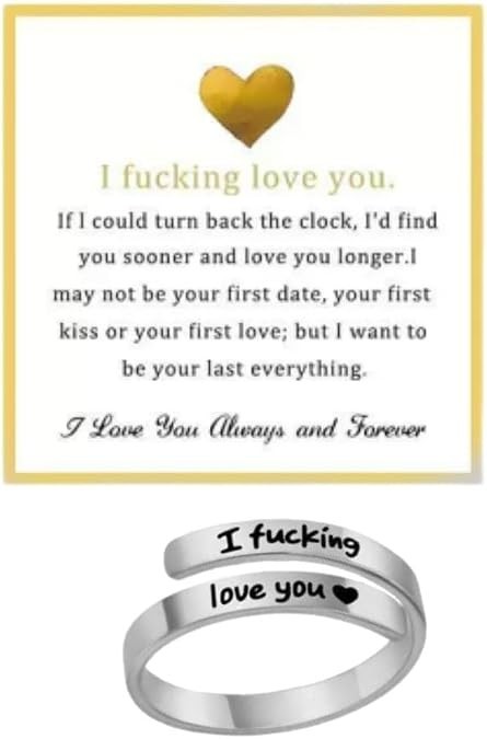 sunglnl “I Fcking Love You” Open Adjustable Silver Ring for Women