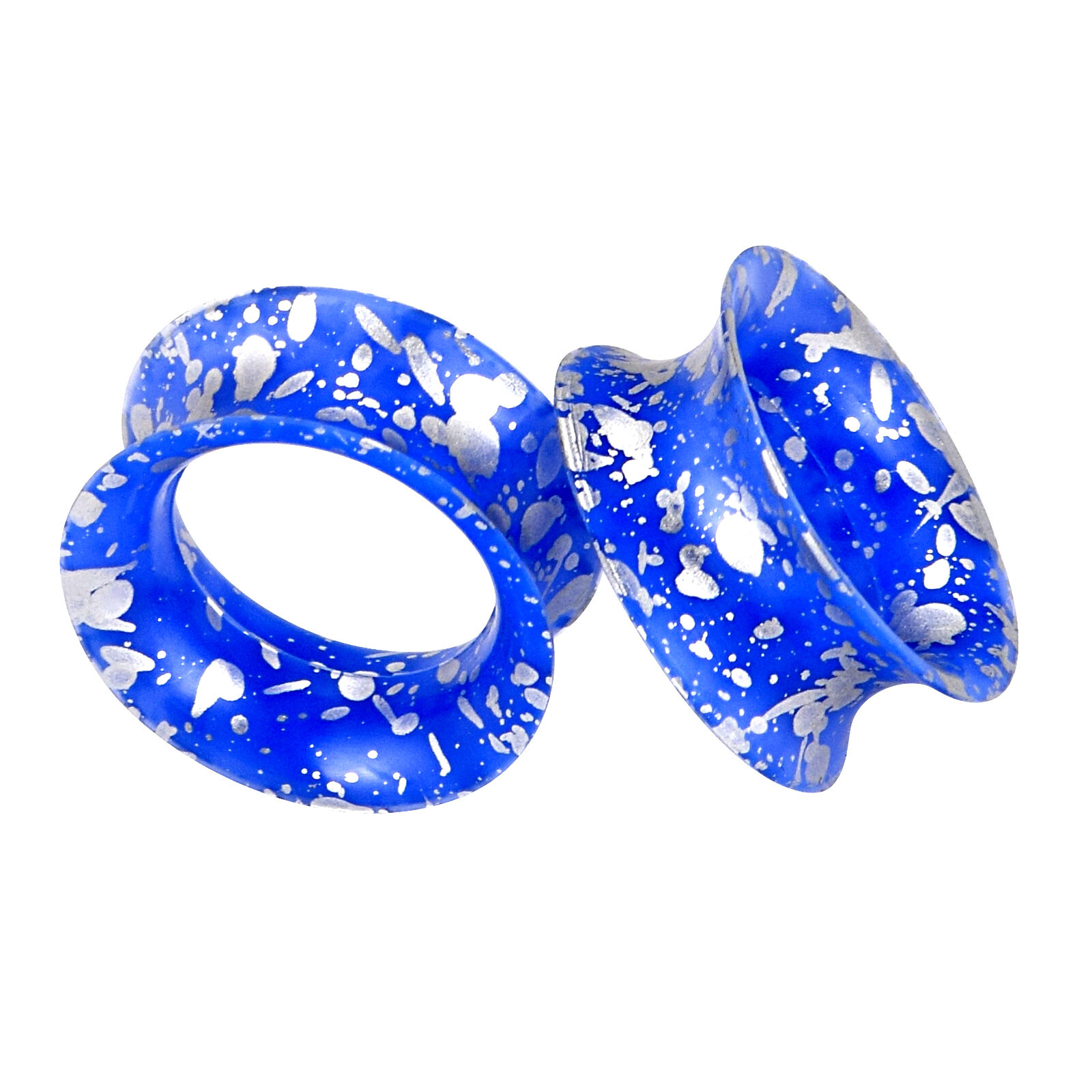 2PCS Soft Silicone with Silver Spots Ear Gauges Plugs Tunnels Expander 2g-3/4″