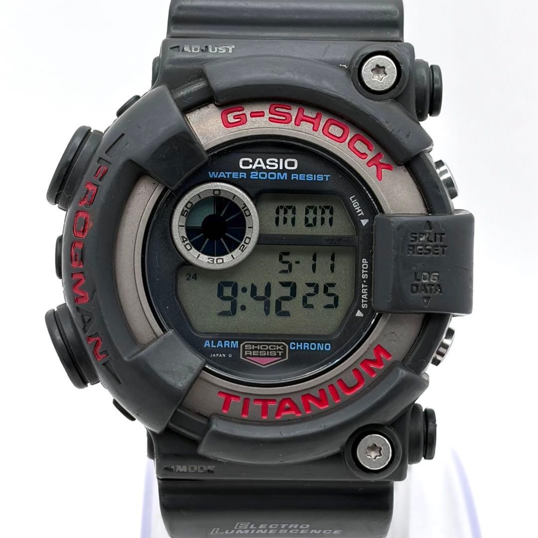 CASIO G-SHOCK DW-8200-1A FROGMAN Black Gray Titanium Watch Used Japan