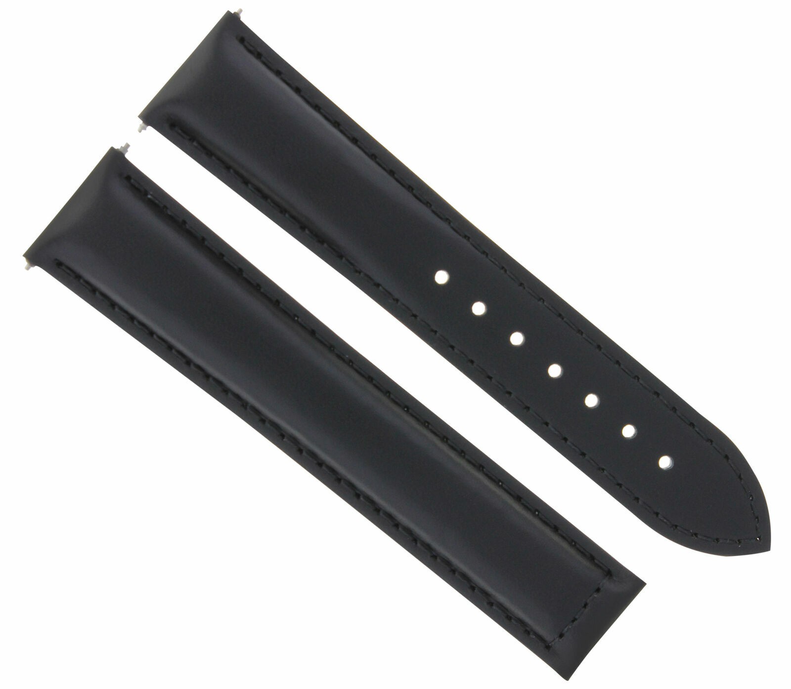 22mm Black Leather Replacement Watch Strap Without Buckle For Omega Planet Ocean