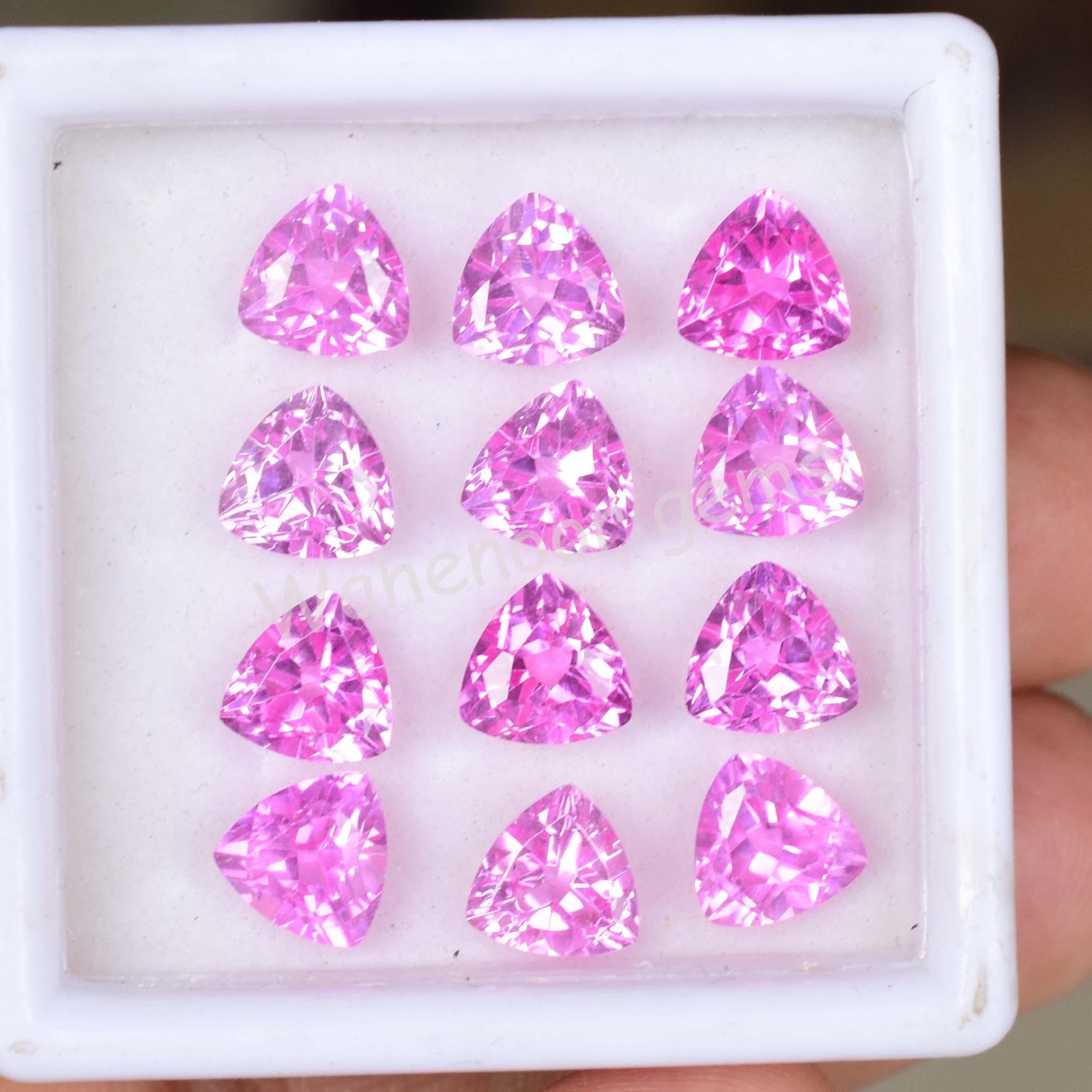 12 Pcs Natural Pink Mogok Ruby 6.90 MM Trillion Certified Loose Gemstone