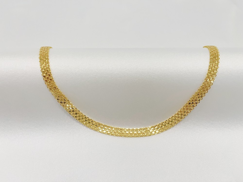 Solid 18K Yellow Gold Bohemian Multi Layer Wide Necklace Chain Gift 8mm 20inch