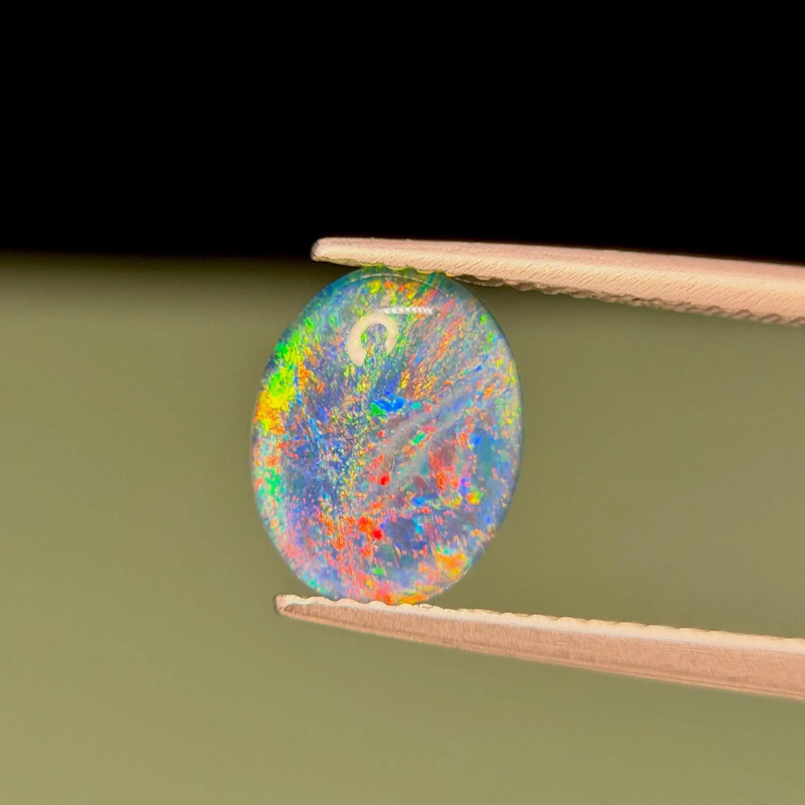 AAA+ Australian Triplet Fire Opal, Electric Blue Green Flash Cabochon For Ring