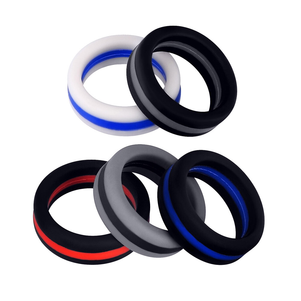 Medical Grade Silicone Wedding Ring for Men/Women Stripe Rubber Band 7-13 Size