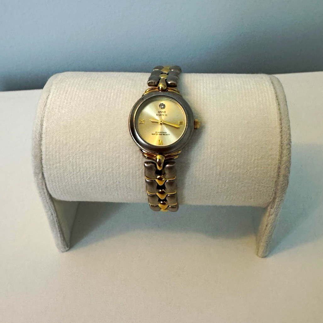 Anne Klein II Women’s Quartz Analog Two-Tone Bracelet Watch Gold Dial Roman