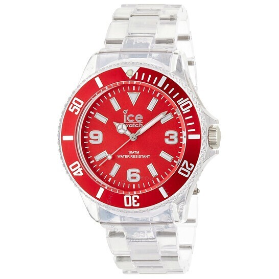 Authentic Ice Watch, Ice Pure Red Dial, 48MM Men’s Quartz Watch, Clear Band, NEW