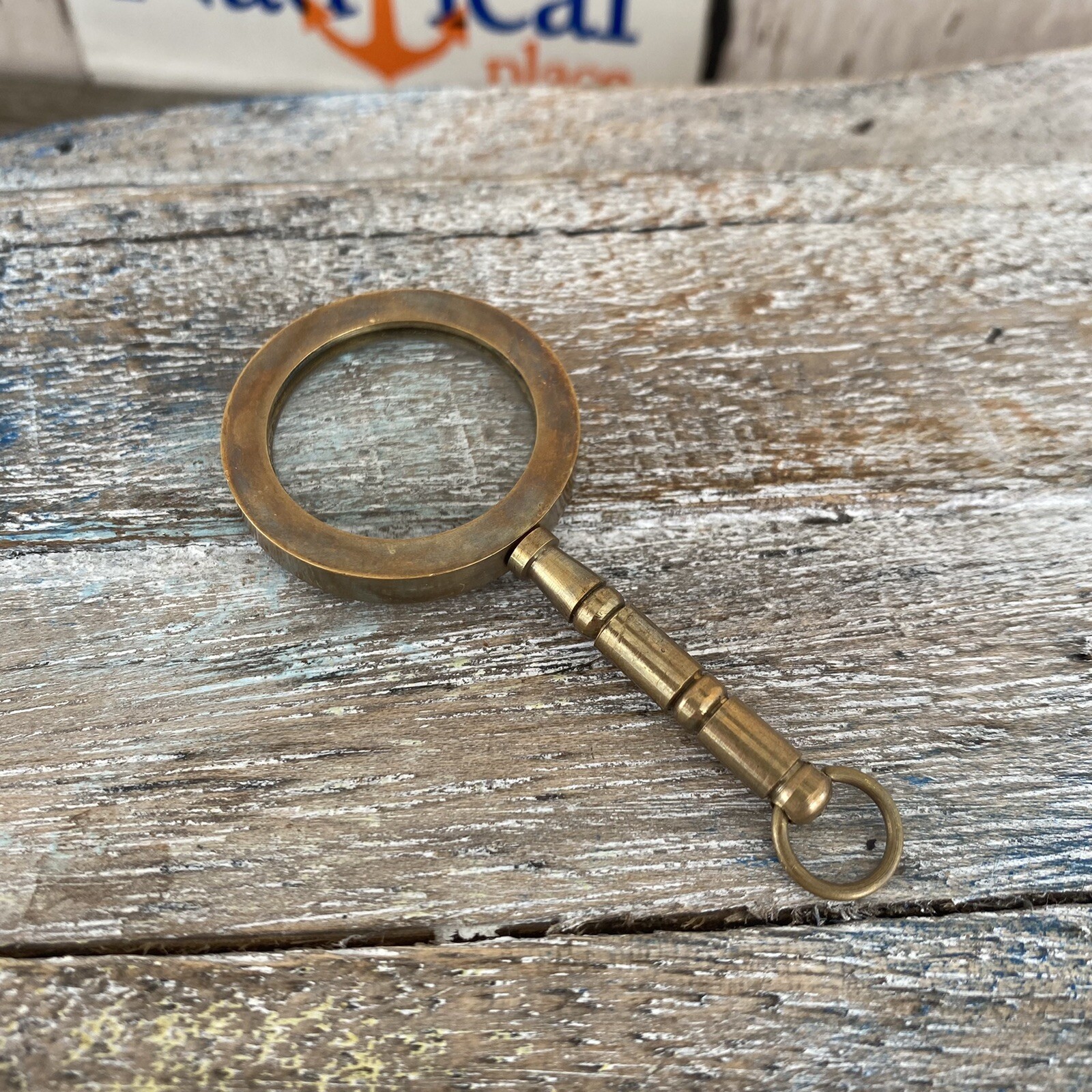 Magnifying Glass Necklace w/ Optional 27″ Chain, Brass Magnifier Monocle Pendant