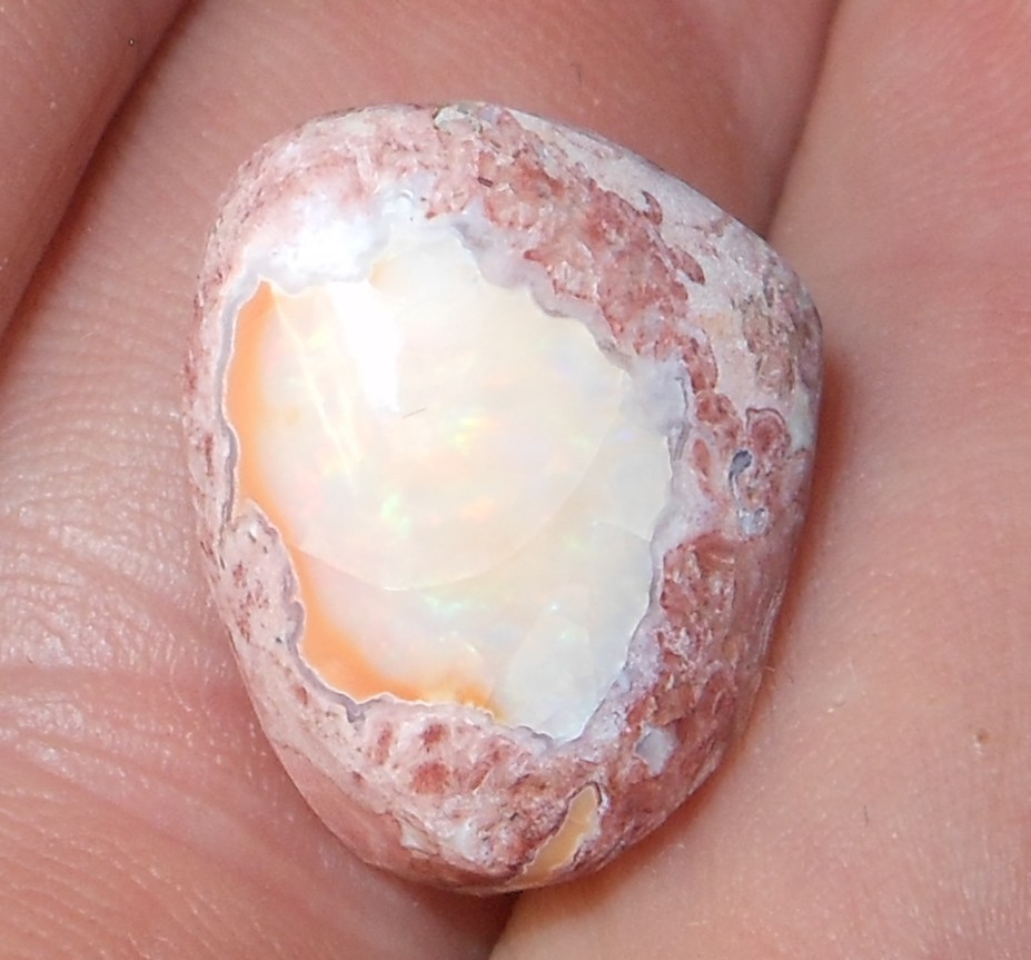 11.15ct Mexican Fire Opal 16.9×14.2×8.6mm Freeform Cabochon white opal