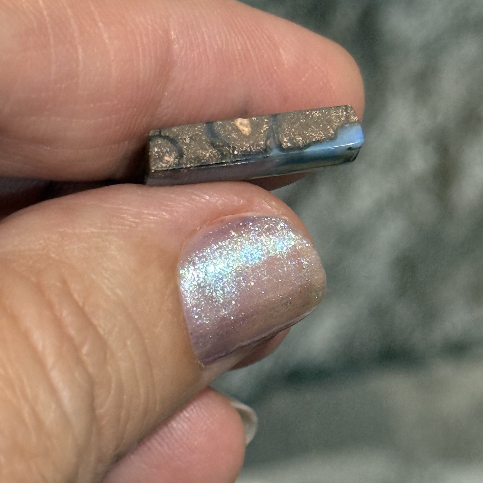 6ct 17.4×6.8×3.9mm Blue Australian Boulder Opal Split Cabochon Gem