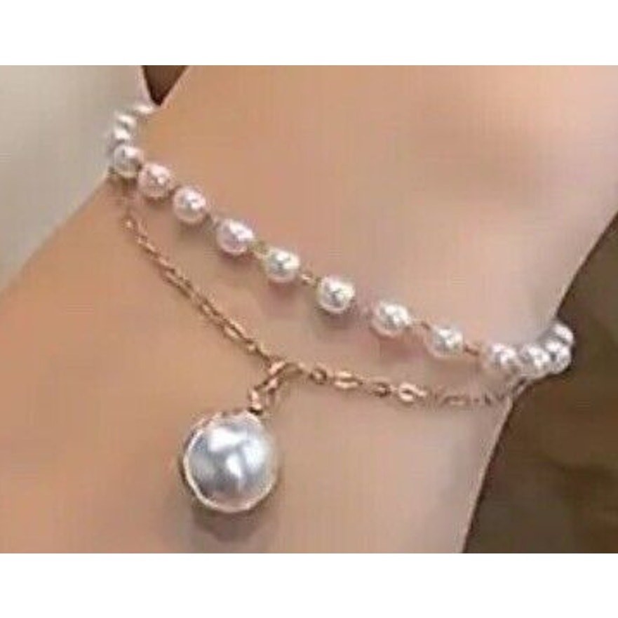 Gold Tone Necklace Bracelet (2 Piece Set) Faux Pearl Trendy Chic Fashion NEW