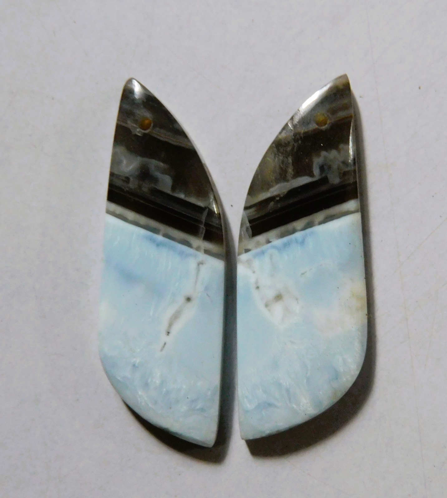 30.85 Cts Natural Blue Opal Drilled Cabochon Match Pair Gemstone 37X12.4MM