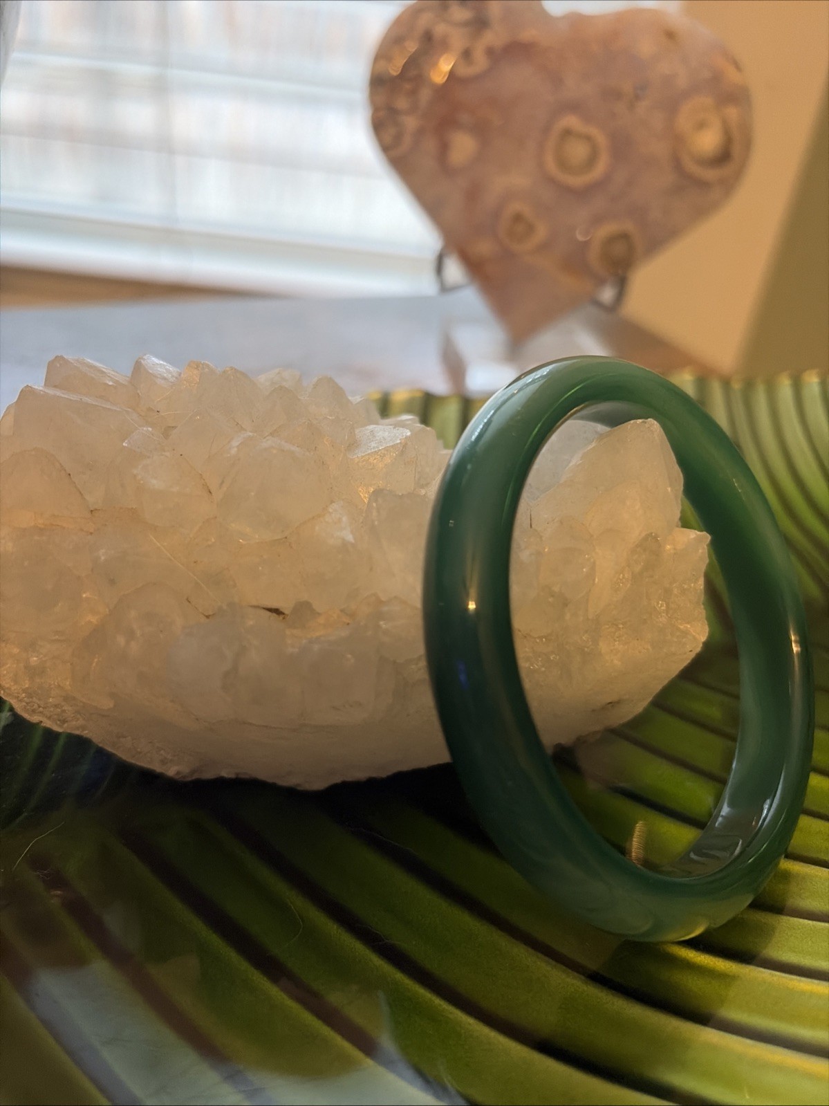 63.5 Mm Green Agate Hard Bangle