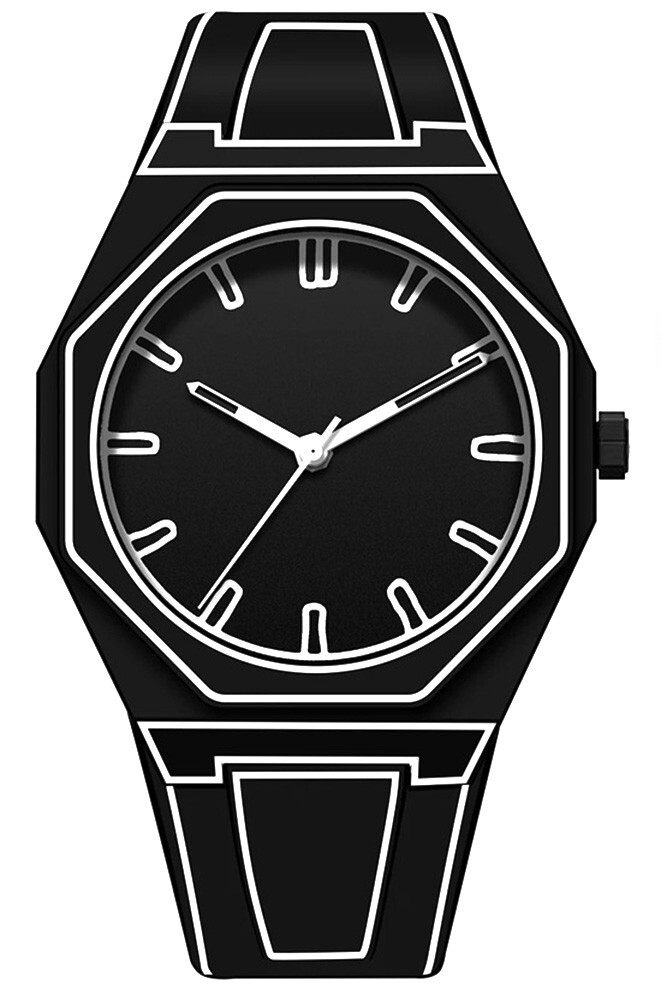 2D “Sketched Look” Outline Art Watch – Black With White Trim. Free Shipping 2025
