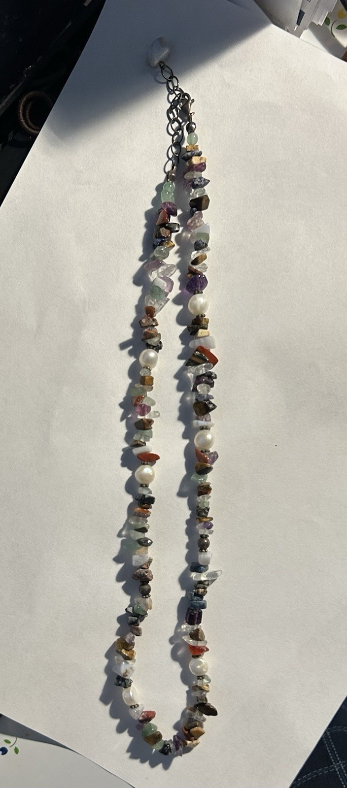 Mixed Multi Stone Gemstone Necklace Approx 30”