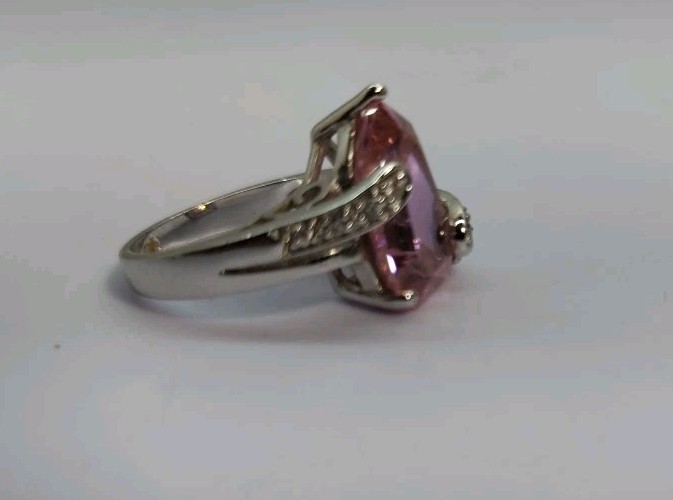Premier Designs Jewelry Pink Ice Paradise Ring Sz 5¼ Silver Tone Chunky Look