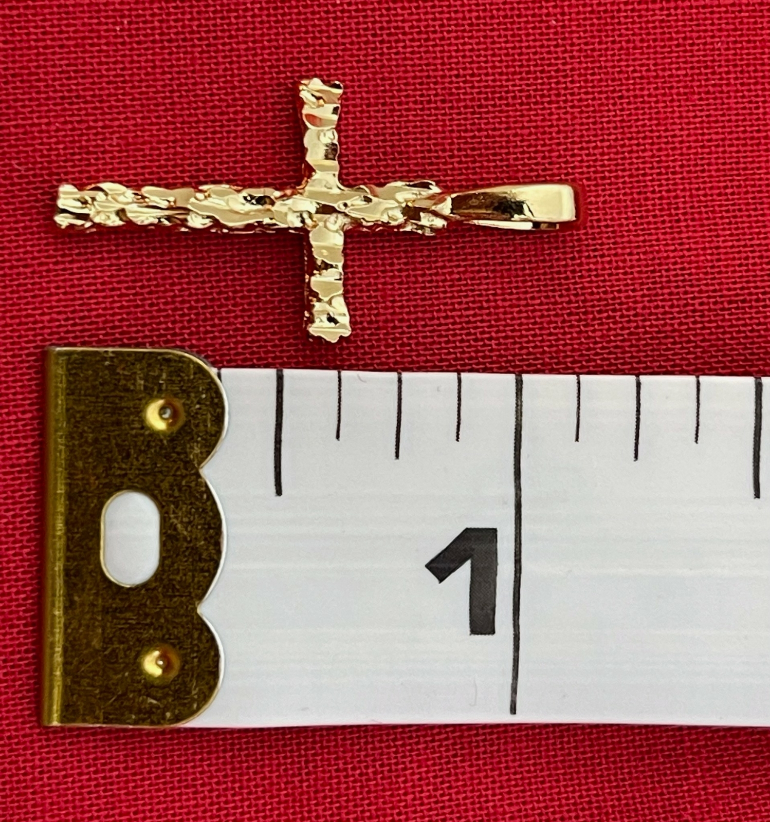 14 KT GOLD EP NUGGET CROSS CHARM & 16″,18″, 20″, 24″,-30″ ROPE CHAIN – 2058