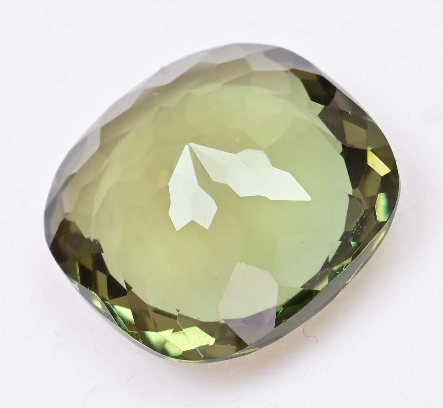 Natural Greenish Moldavite 26.75 Ct Cushion Certified Excellent Loose Gemstone