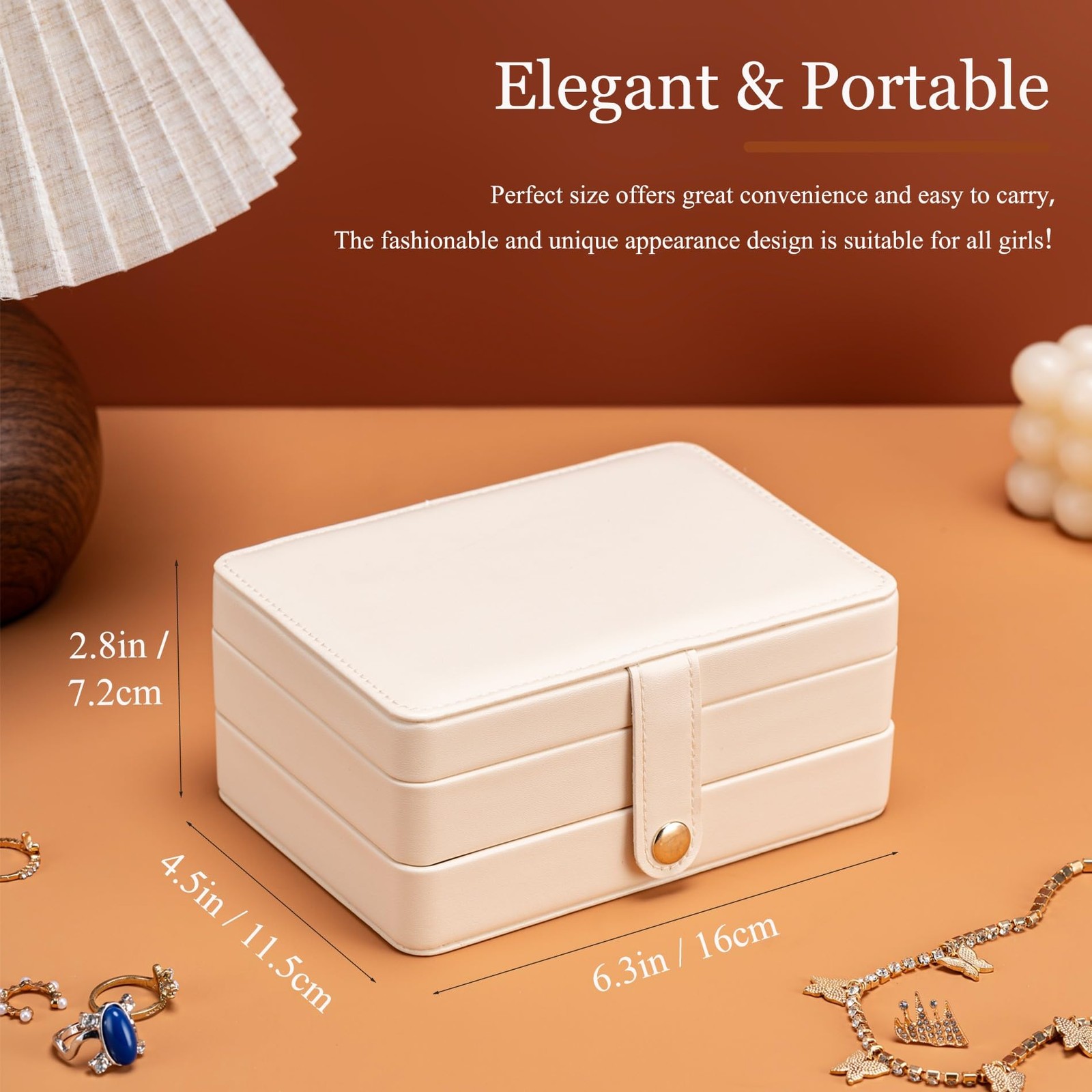 MODENGKONGJIAN Jewelry Organizer Box, 2 Layer, 2 Layer-Beige-PU Leather