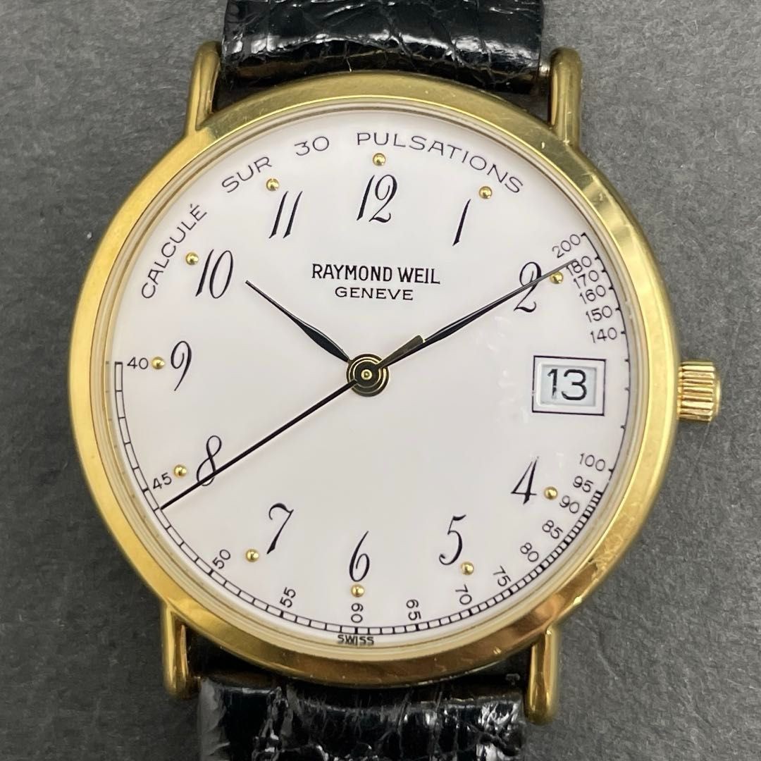 Raymond Weil Pulse Men’s Watch 18K Gold Quartz Black Dial Used