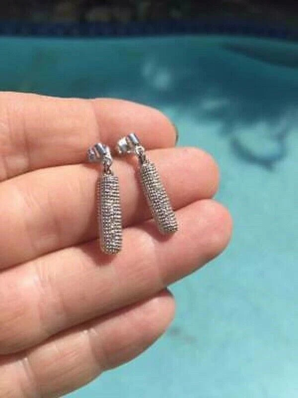 1Ct Lab Created Diamond Drop & Dangle Earrings 14K White Gold Finish