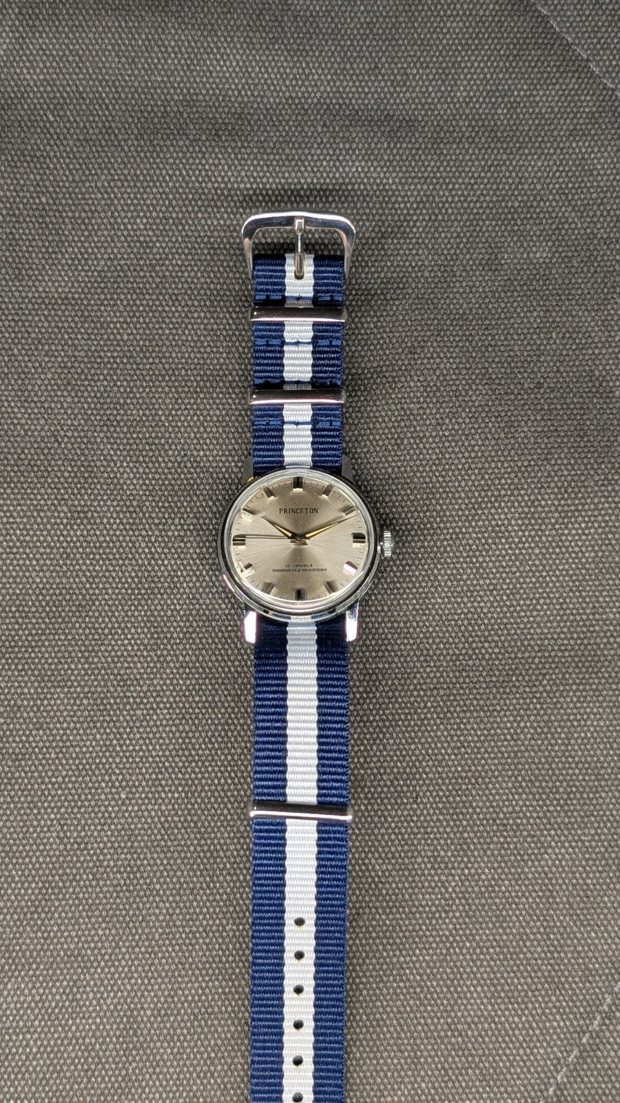 Vintage Princeton 17 Jewel Manual Wind Men’s Watch Silver Sunburst Dial Runs