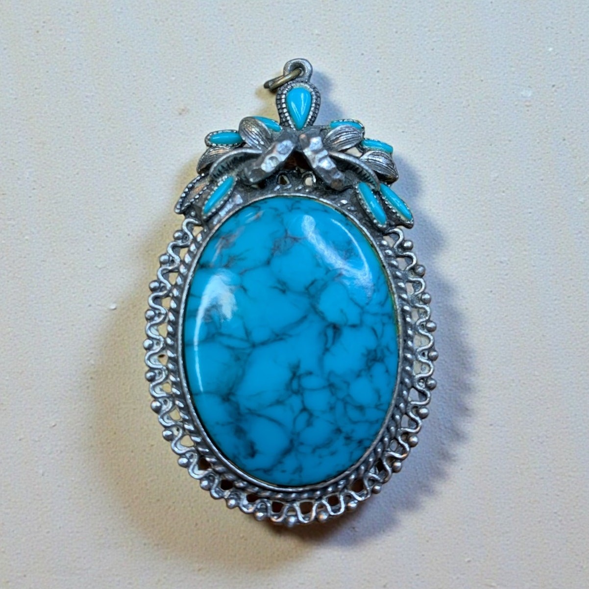 Vintage Native Style Pendant | Southwestern Faux Turquoise