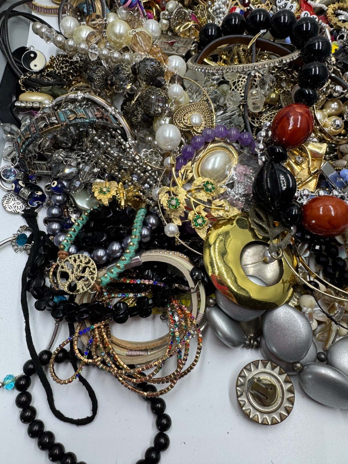 10 lb Gold Tone Costume Jewelry Lot Craft Harvest Repair Repurpose Vintage 2 Now