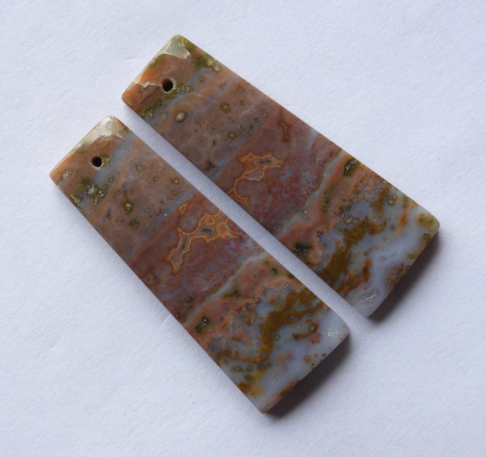 55.30 Cts Natural Ocean Jasper (39.7mm X 15mm each) Drilled Cabochon Match Pair
