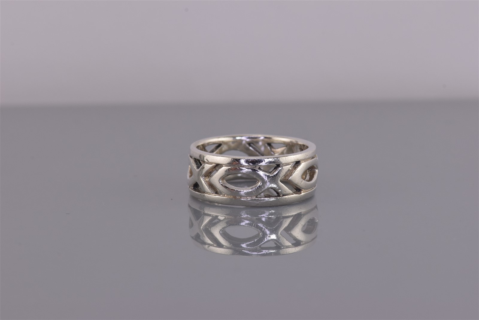 Peter Stone Sterling Silver Jesus Fish Christian Ichthys Band Ring 925 Sz: 5