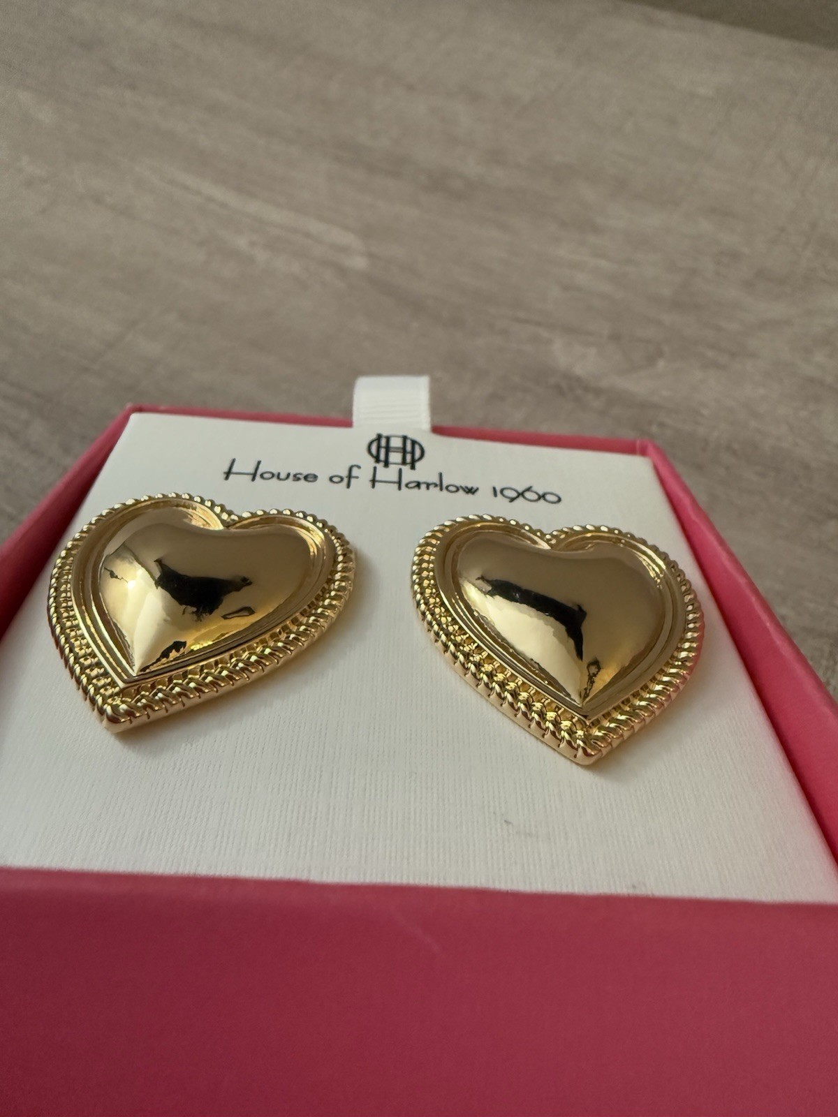 House Of Harlow 1960 Gold Heart Earrings