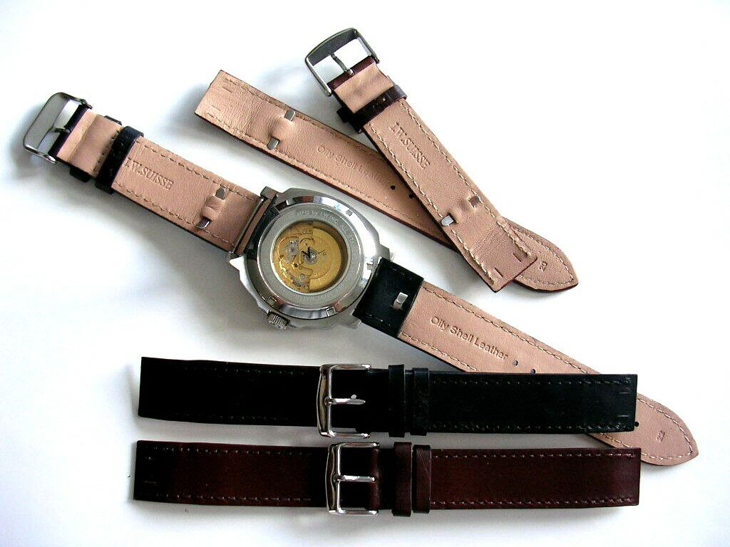 Open End Shell Leather for Vintage Wire Lug Military watch band strap IW SUISSE