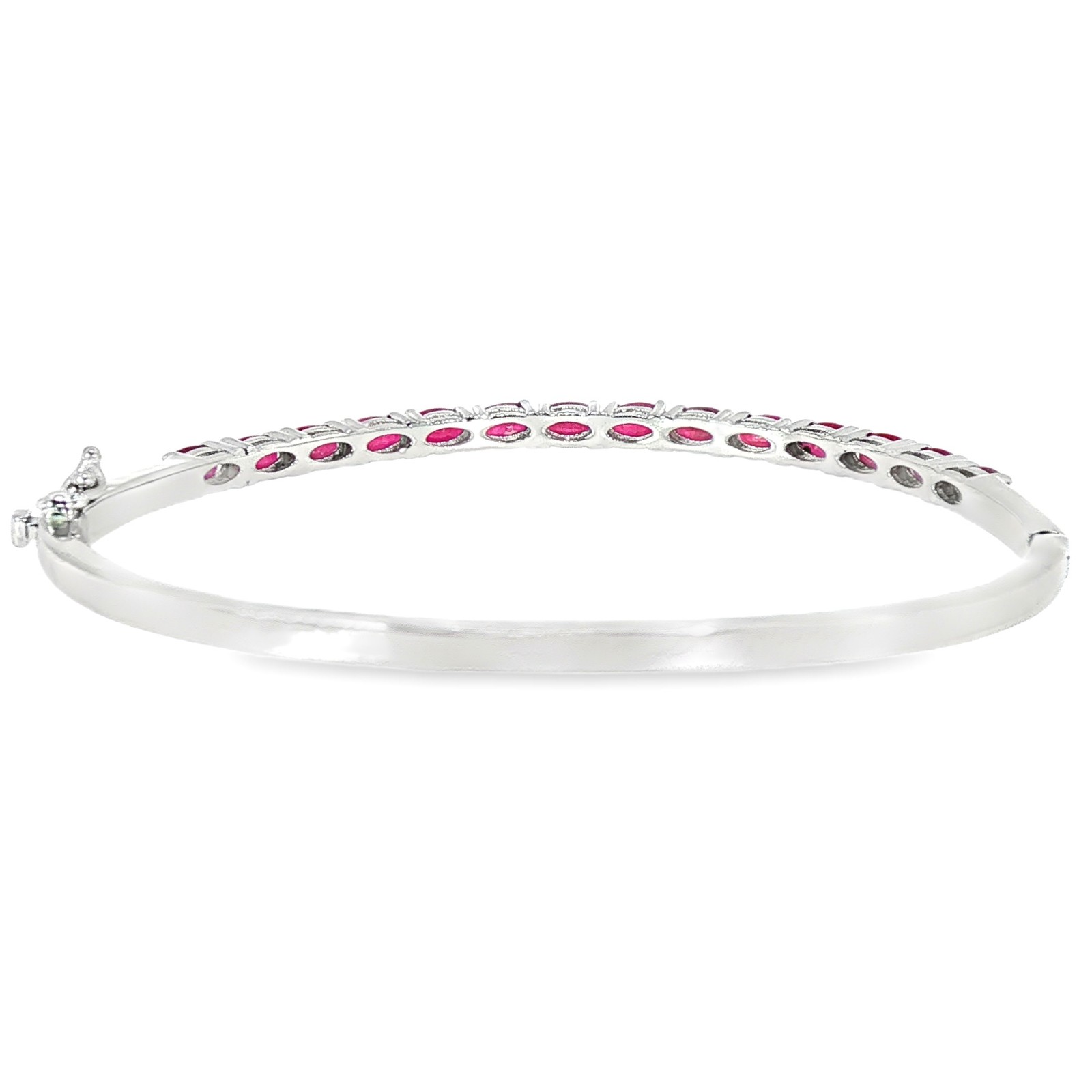 Ruby Gemstone 925 Sterling Silver 63x4mm Oval Bangle Bracelet Top Blood Red