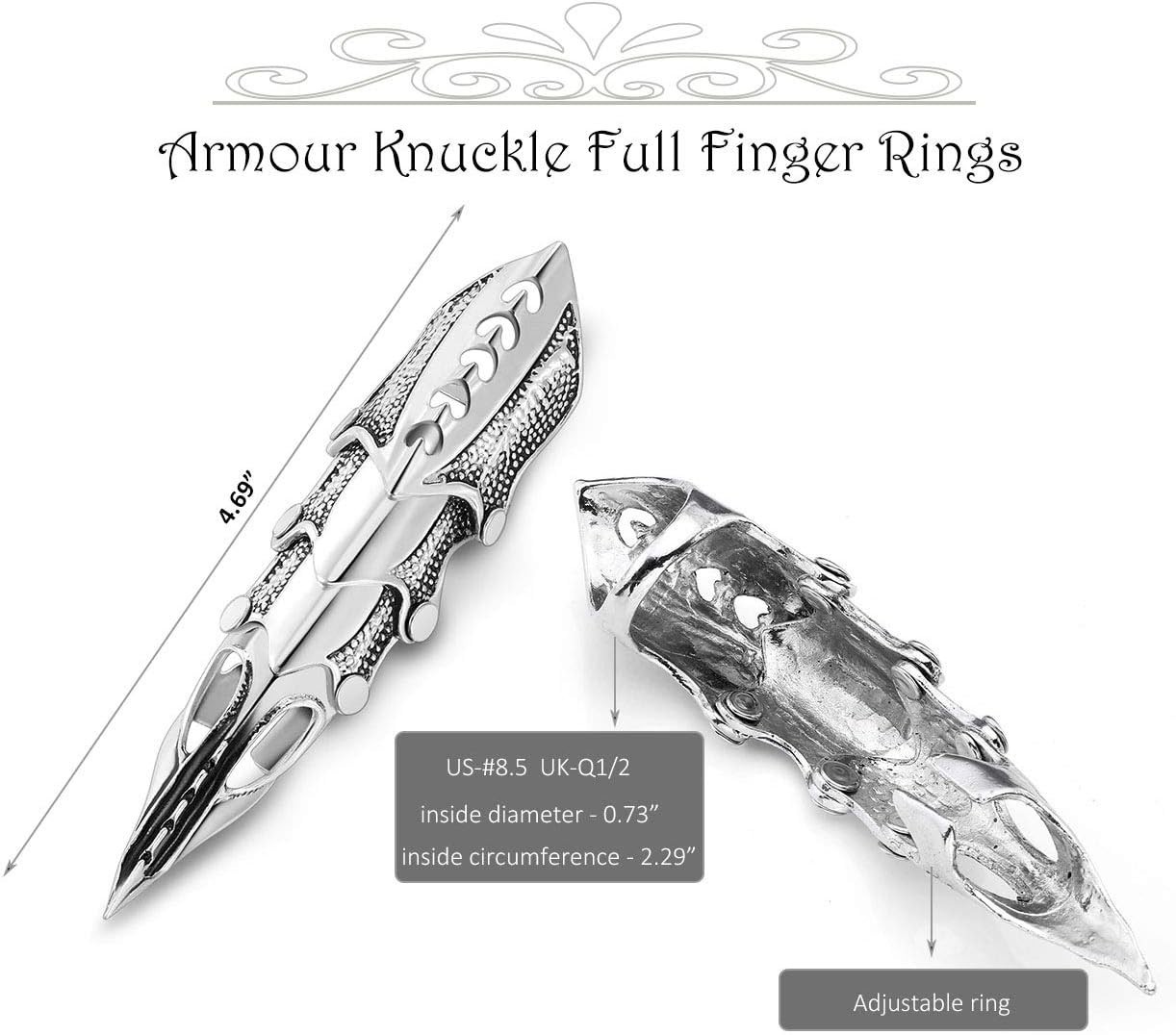 Men’s Knuckle Joint Full Finger Double Ring Punk Rock Gothic Hinged Activity …