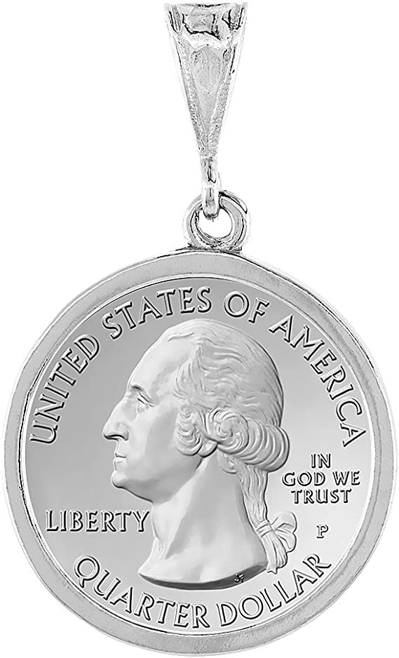 Sterling Silver Quarter Dollar Bezel 24mm Coins Prong Back Square Edge 25 Cent