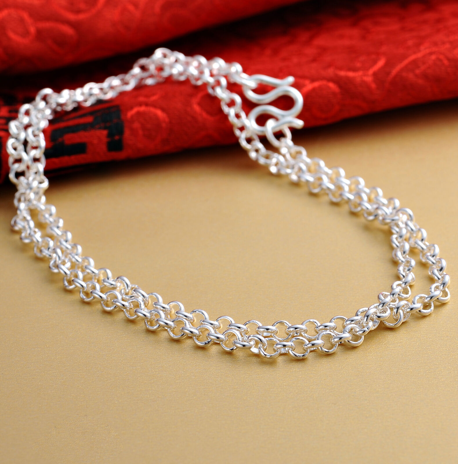 Pure Silver Chain For Women Men Sweater Link Real 999 Silver Necklace 16-24inchL