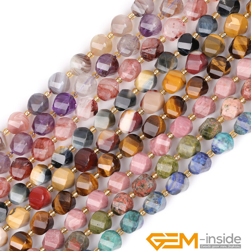 Natural Assorted Gemstone Twist Faceted Charms Loose Beads for Jewelry Making AU