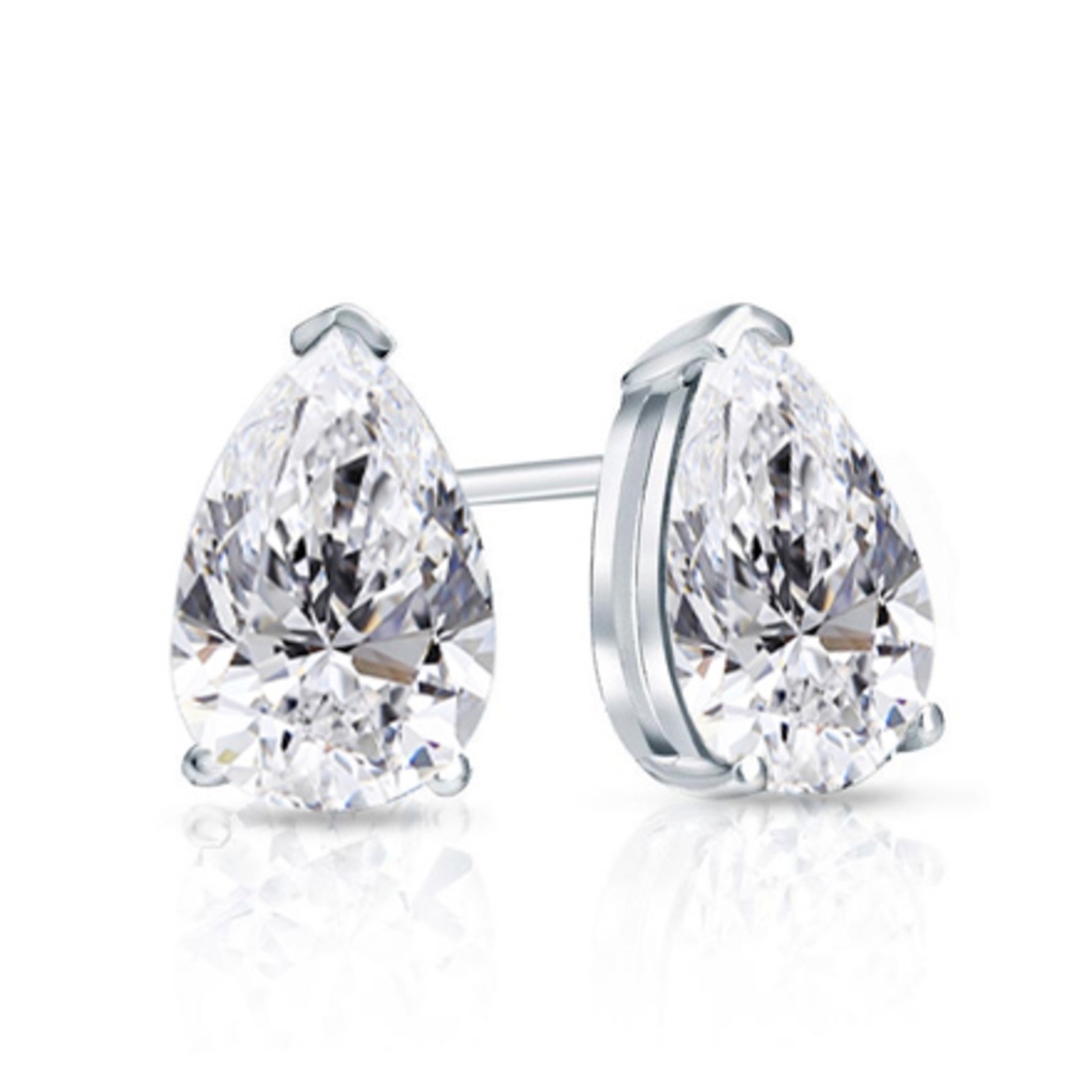 1.25 ct. White Sapphire Pear Shape Basket Stud Earrings Solid Sterling Silver
