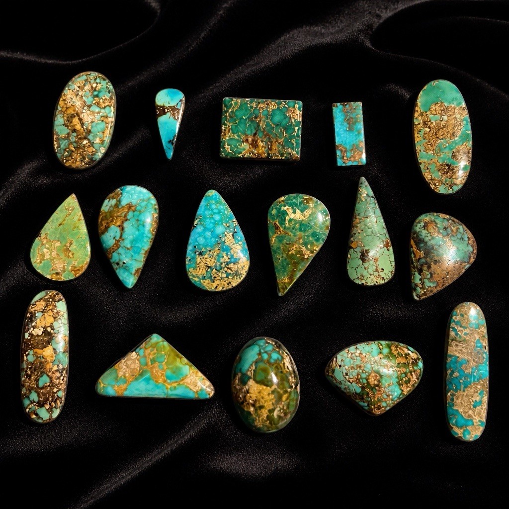 195 Ct Mixed Shape Persian Turquoise Distressed Color Loose Stone ( Lot Of 16 )