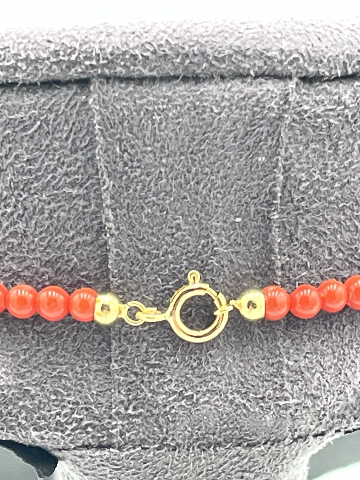 Natural Mediterranean Red Coral Necklace 4mm with 18kt Gold Clasp