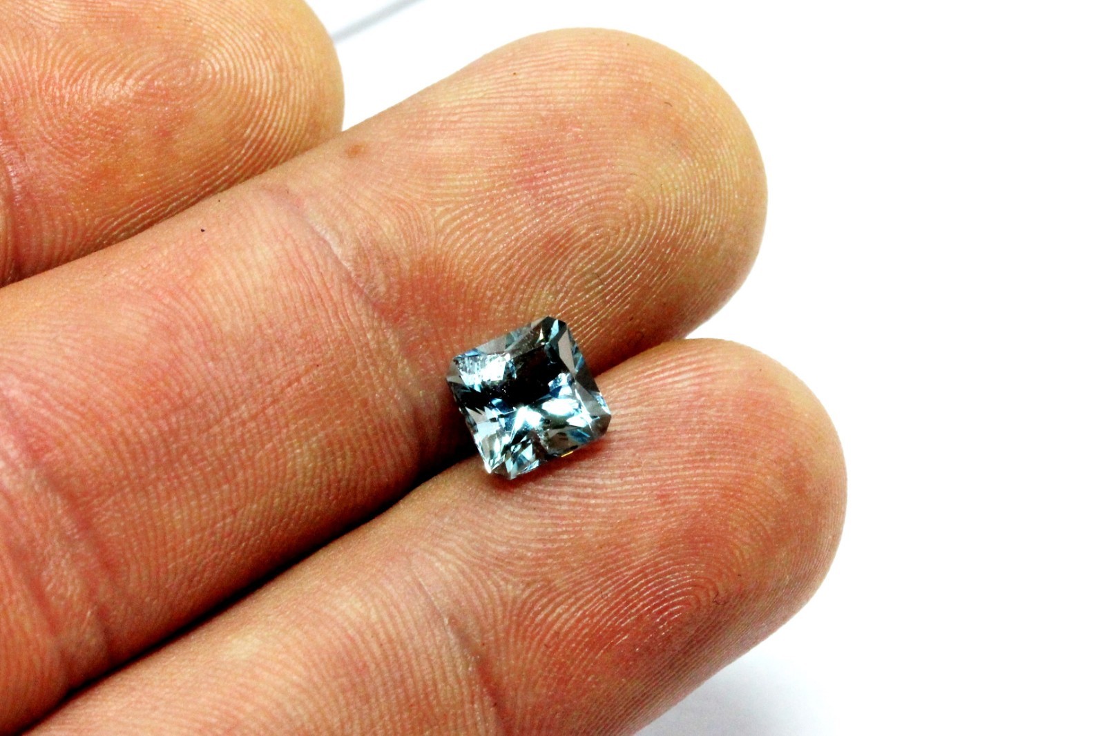 natural aquamarine 1.85ct 7×7 square radiant 7.24×7.21×5.40mm transparent blue