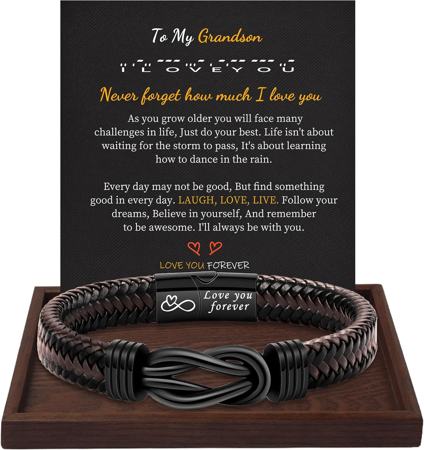 To My Son Bracelet from Dad Gifts for Son Men Leather Bracelets for Teen Gift
