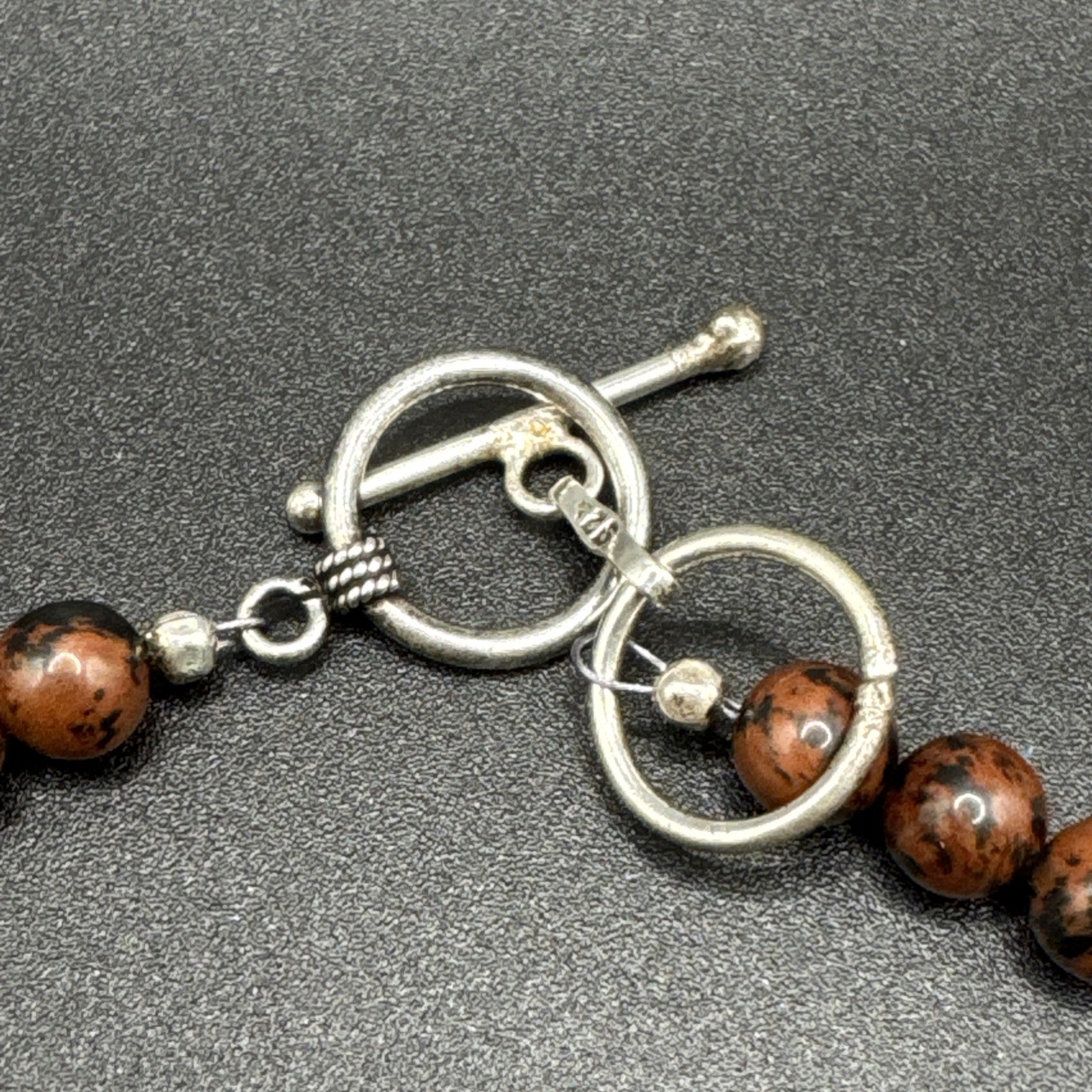 Vintage Brown and Black Beaded Necklace On 925 Closure